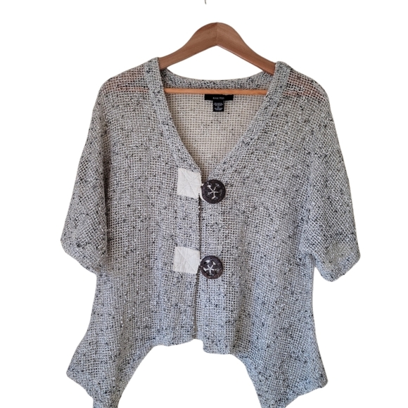 Kak Tus open‎ weave mesh shark-bite hem Boho top - Picture 1 of 7